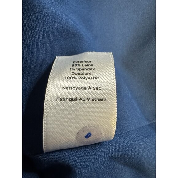 Talbots Sheath Dress 14P Blue Italian Flannel Short Ruffle Sleeve Career Church - Picture 9 of 13